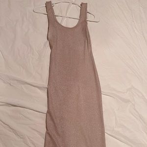 Topshop shimmer sparkling dusty rose bodycon tight midi dress US size 0